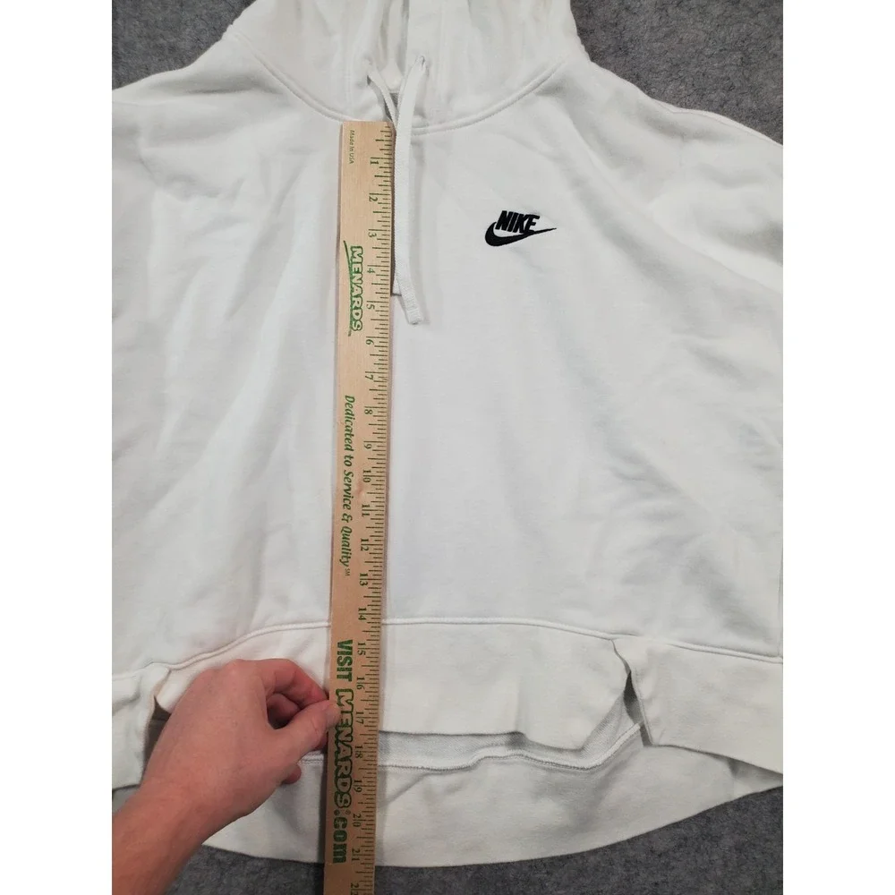 Nike Sportswear Club Fleece Hoodie Womens Sz Medium White Drawstring Gym Workout